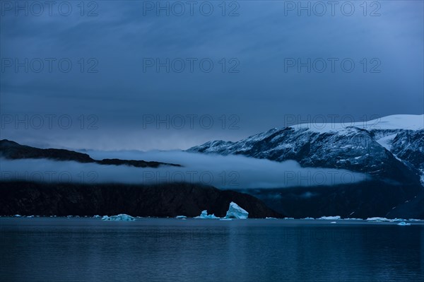 Drift ice in Scoresbysund at dawn, Scoresbysund