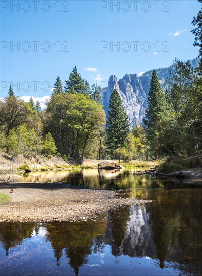 Mountains reflected in water