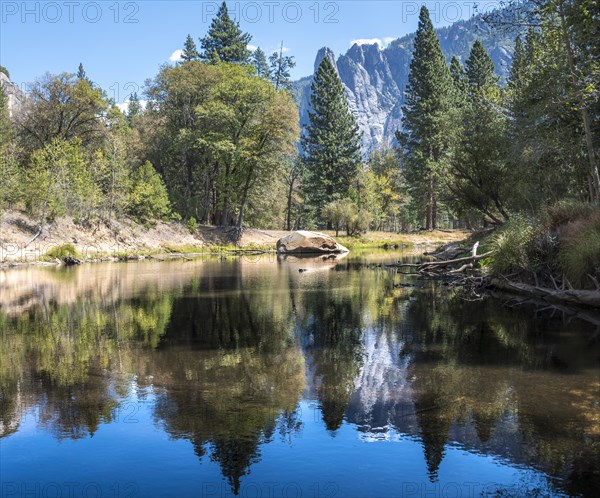 Mountains reflected in water