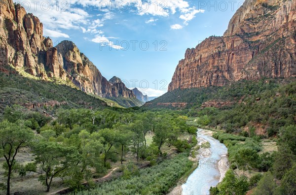 Virgin River flows through Zion Canyon