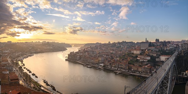 View over Porto with river Rio Douro and bridge Ponte Dom Luis I