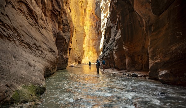 Hikers in the river