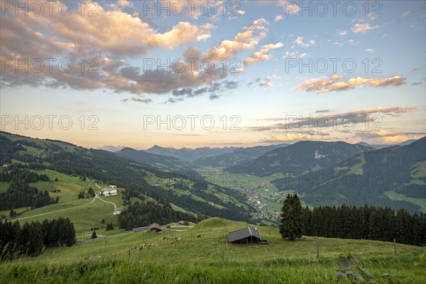 View into the Brixen Valley at sunset