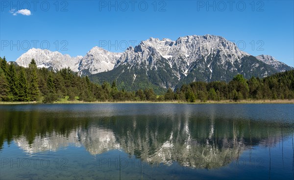 Western Karwendelspitze reflected in Lake Luttensee