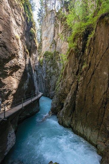 Wooden bridge through Leutasch gorge