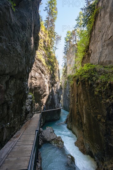 Wooden bridge through Leutasch gorge