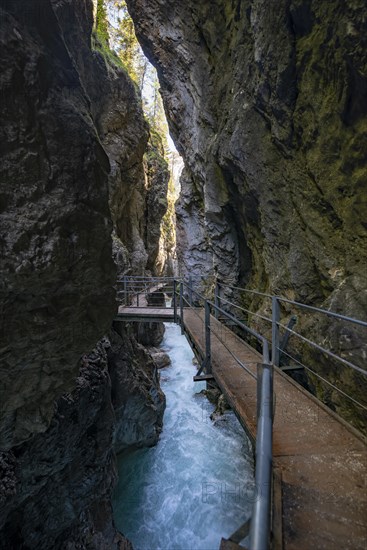 Wooden bridge through Leutasch gorge