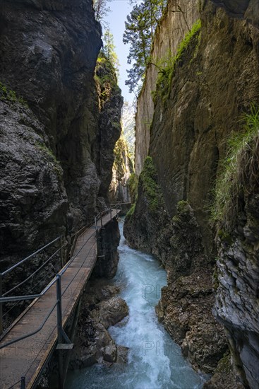 Wooden bridge through Leutasch gorge