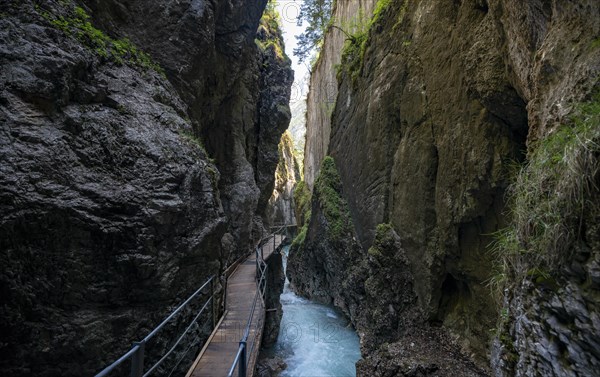 Wooden bridge through the Leutasch gorge