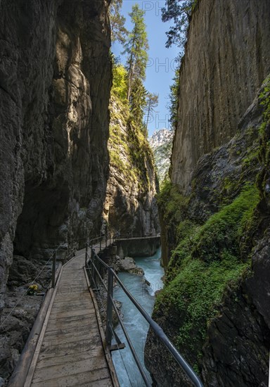 Wooden bridge over Leutascher Ache