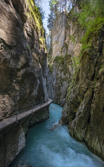 Wooden bridge through Leutasch gorge