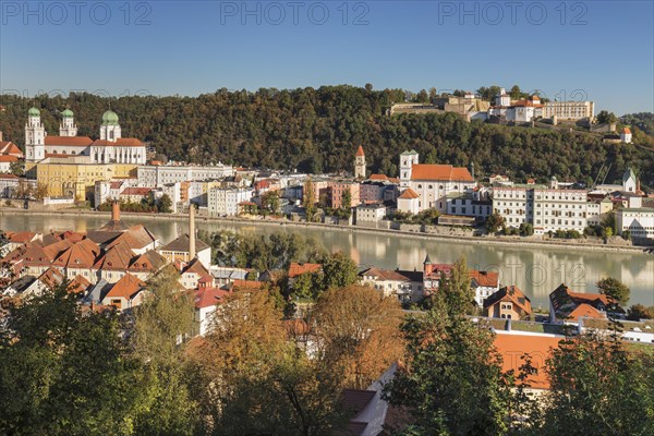 View over the Inn to St.Stephan's Cathedral and Veste Oberhaus