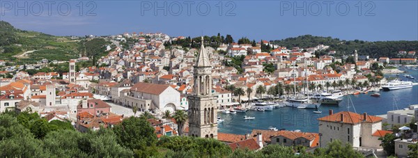 View from church Sv.Marko to Trg Svetog Stjepana with cathedral Sveti Stjepan and harbour