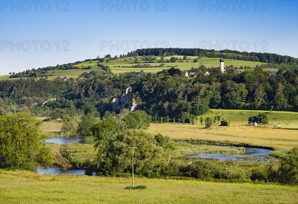 River Danube with Neuburg bei Lauterach