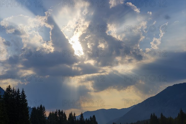 Sunrays in clouds