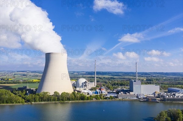 Isar I and Isar II nuclear power plant at Niederaichbach reservoir