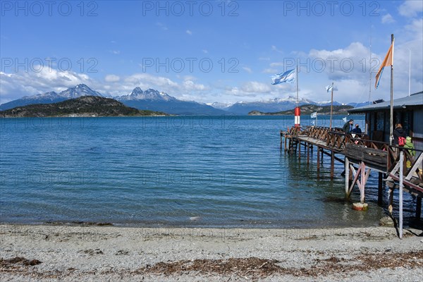 Wooden footbridge at the post office at the end of the world