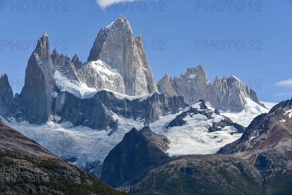 Fitz Roy summit massif with snow