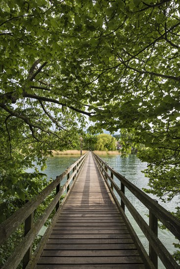 Wooden bridge from Werd Island across Rhein to Eschenz