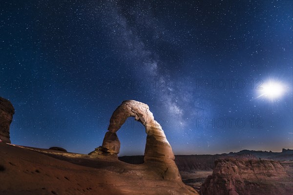 Natural Arch Delicate Arch with Milky Way at night