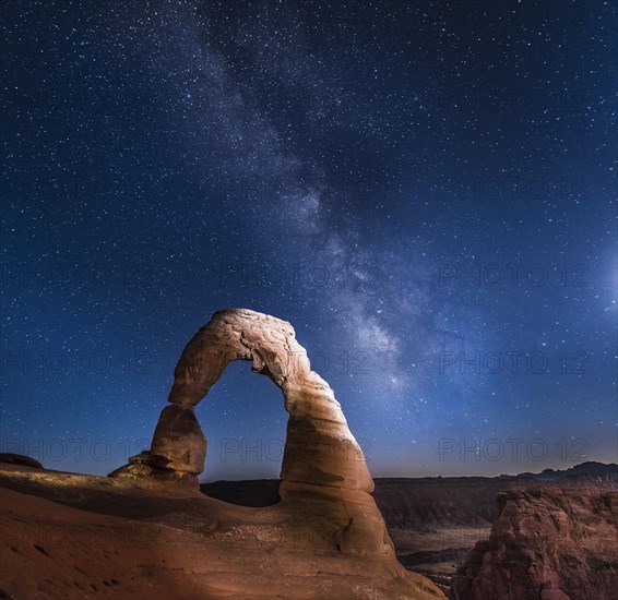 Natural Arch Delicate Arch with Milky Way at night