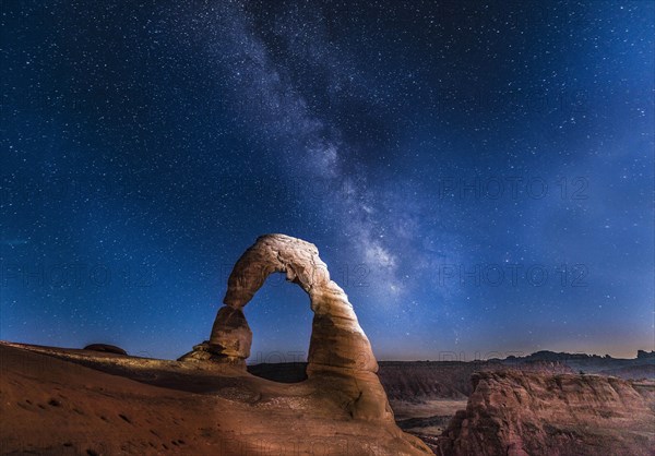 Natural Arch Delicate Arch with Milky Way at night