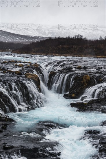 Bruarfoss Waterfall in winter