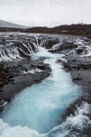 Bruarfoss Waterfall in winter