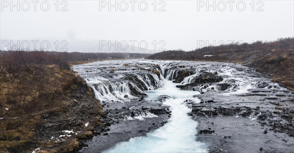 Bruarfoss Waterfall in winter