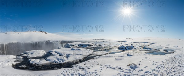 Hafragilsfoss Waterfall in winter