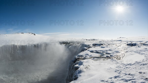 Hafragilsfoss Waterfall in winter