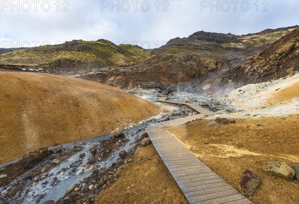 Boardwalk over steaming ground