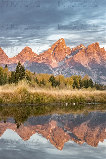 Mountains glow red at sunrise