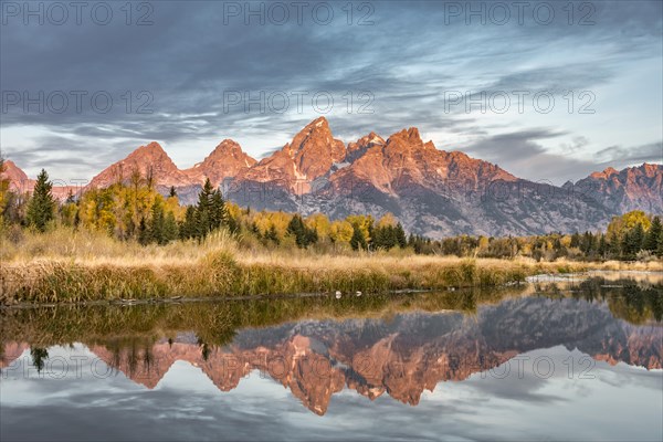 Mountains glow red at sunrise