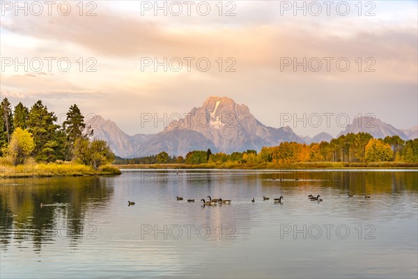 Mount Moran reflected in Snake River