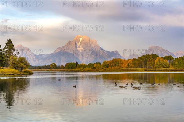 Mount Moran reflected in Snake River