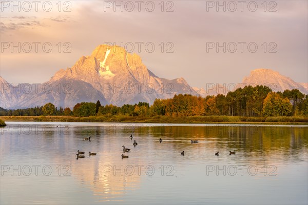 Mount Moran reflected in Snake River