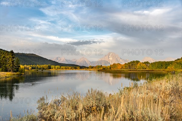 Mount Moran reflected in Snake River