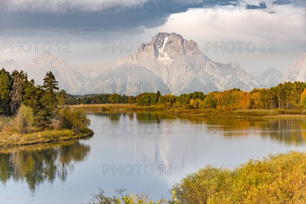 Mount Moran reflected in Snake River