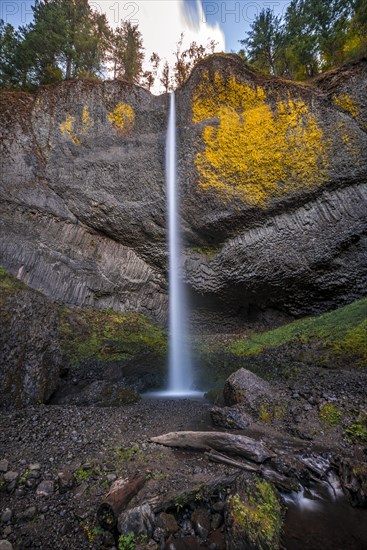 Waterfall in front of basalt rock