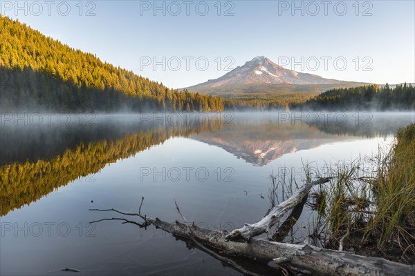 Reflection of the volcano Mt. Hood in Lake Trillium Lake