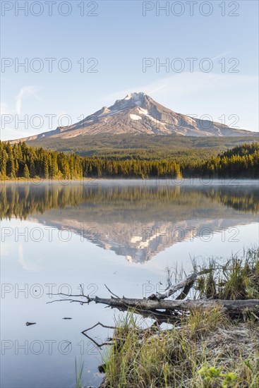 Reflection of the volcano Mt. Hood in Lake Trillium Lake