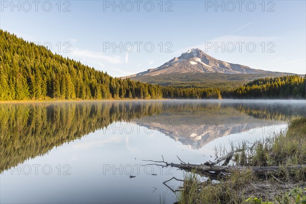 Reflection of the volcano Mt. Hood in Lake Trillium Lake