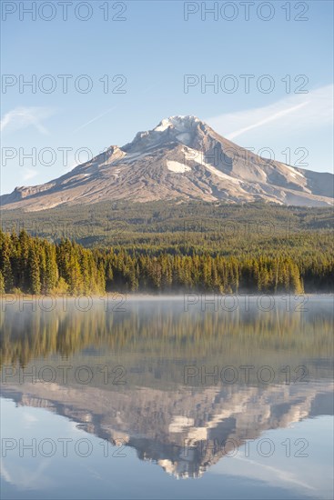 Reflection of the volcano Mt. Hood in Lake Trillium Lake