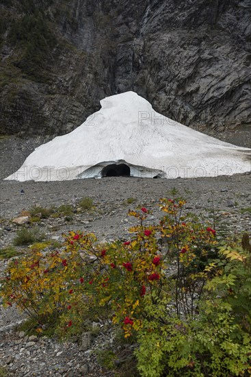 Entrance of an ice cave of a glacier