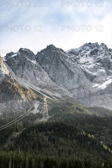 Mast of the Zugspitzbahn to the Zugspitze