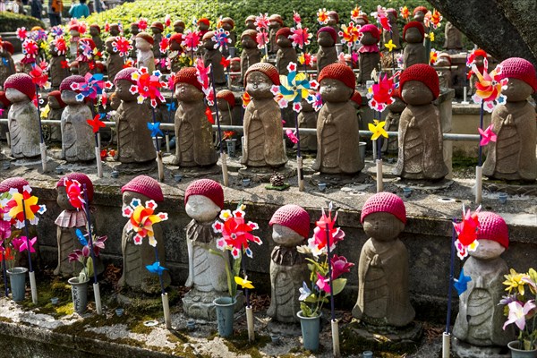 Jizo statues with red caps