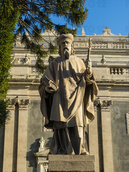 Monument Pope Leo III in front of the Cathedral of St. Agata