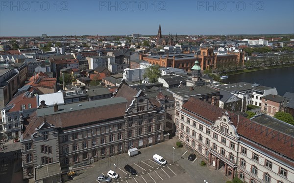 View from Schwerin Cathedral onto the city with Paul Church