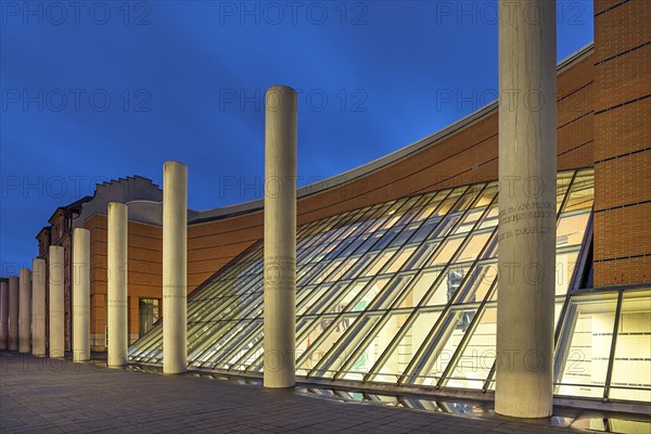 Germanic National Museum and Human Rights Road at dusk